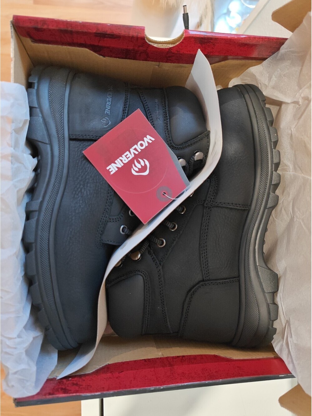 Wolverine Men's Black Leather Work Boots Size 9.5M